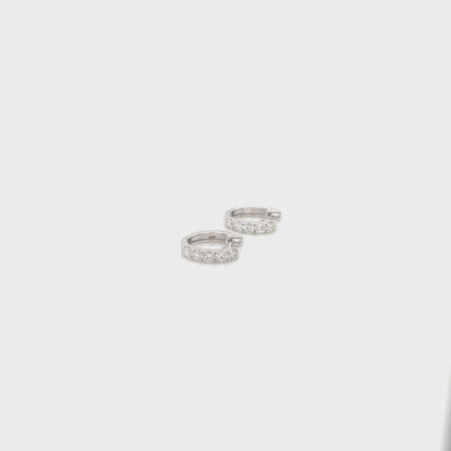 0.42 Carat Diamond Pave-Set Hoop Earrings in 14K White Gold