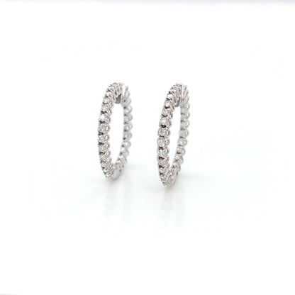 2.26 Carat Round Hoop Diamond Earrings in 14K White Gold