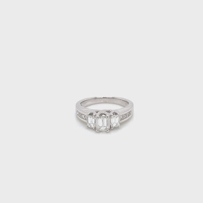 1.30 Total Carat Emerald Cut Three-Stone Engagement Ring H VS2/SI