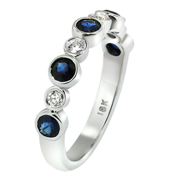 "DBAND01507" Blue Sapphire And Diamond Band