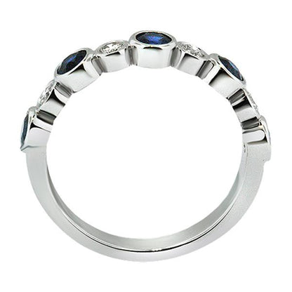 "DBAND01507" Blue Sapphire And Diamond Band