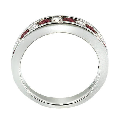 "DBAND01524" Diamond And Ruby Half Way Band in 18K White Gold DBAND01524