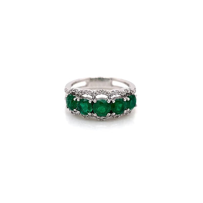 "LADRG01420" Right Hand Ring Emeralds & Diamonds