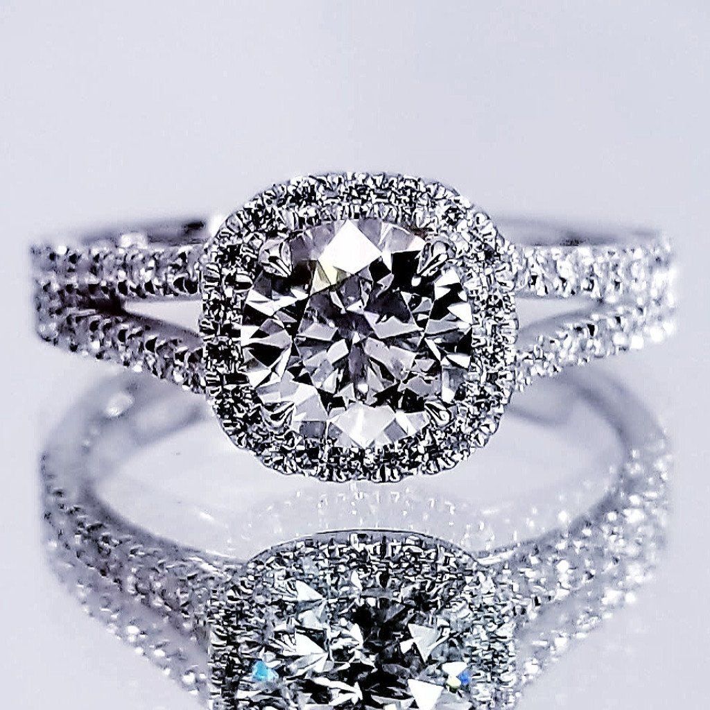 "ENGR03152" Round Cut Diamond Halo Set Engagement Ring