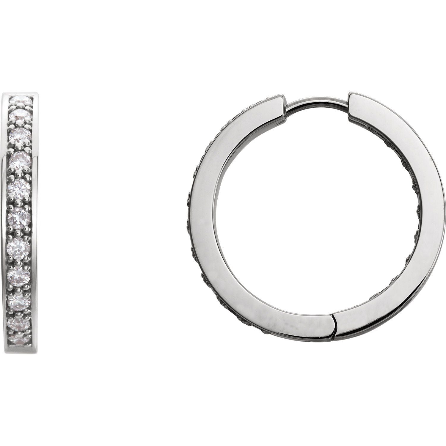 1 CTW Diamond Hoop Inside/Outside Earrings