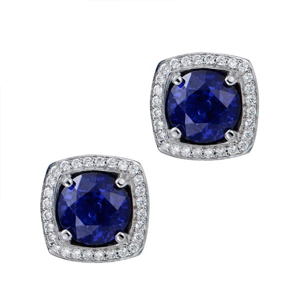 "EARR00334" Sapphire Diamond Earrings In 18k White Gold