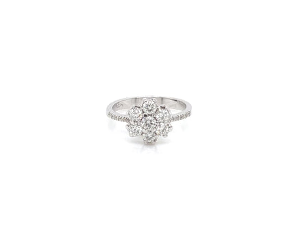 0.80 Total Carat Cluster Diamond Ring in White Gold Band