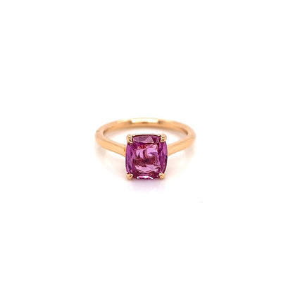 "LADRG01788" Solitaire Cushion Cut Pink Sapphire Ring