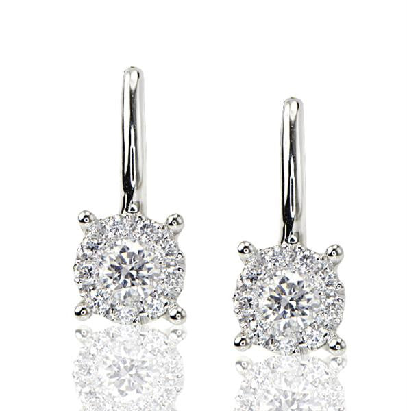 "EARR01118" Round Pave/Prong Set Diamond Earrings