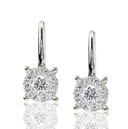 "EARR01118" Round Pave/Prong Set Diamond Earrings