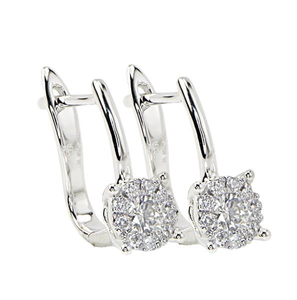 "EARR01118" Round Pave/Prong Set Diamond Earrings