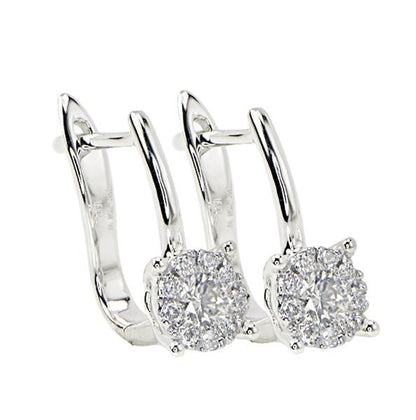 "EARR01118" Round Pave/Prong Set Diamond Earrings