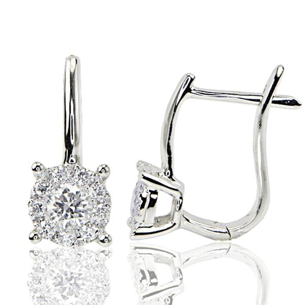 "EARR01118" Round Pave/Prong Set Diamond Earrings