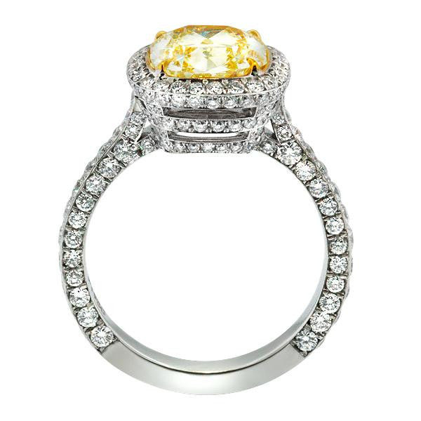 "ENGR02391" Fancy Yellow Cushion Halo Diamond Engagement Ring