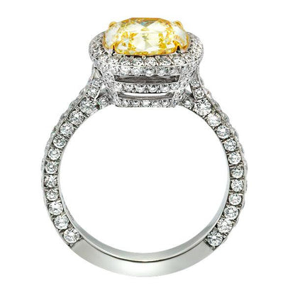 "ENGR02391" Fancy Yellow Cushion Halo Diamond Engagement Ring