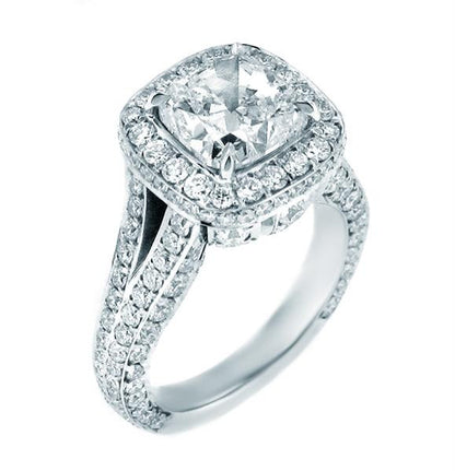 "ENGR02472" Cushion Diamond Engagement Platinum Ring ENGR02472