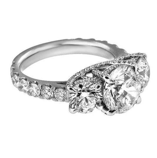 "ENGR02473" Three Stone Lucida Style Diamond Engagement Ring ENGR02473