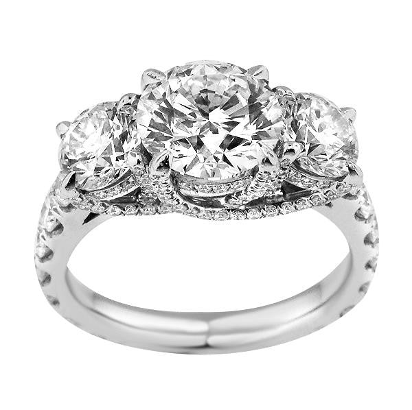 "ENGR02473" Three Stone Lucida Style Diamond Engagement Ring ENGR02473