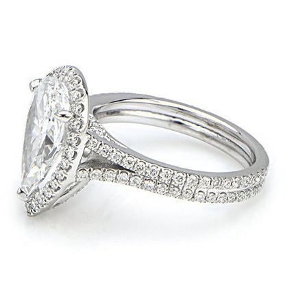 "ENGR02620" Pear Shape Split Shank Halo Diamond Engagement Ring