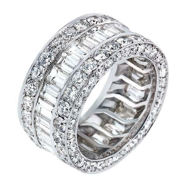 "ETNBD01667" 7.80 Carat Handmade Estate Diamond Eternity Band in 18K White Gold 7.80 ct. tw.