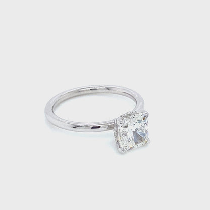 "ENGR03418" Cushion Shaped Diamond Hidden Halo Engagement Ring In Platinum