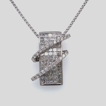 2.20 Carat Square Diamond and 18K White Gold Pendant on 16" Chain