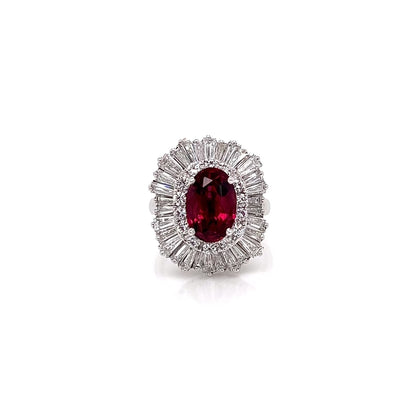 5.79 Total Carat Ruby and Diamond Ladies Ring in Platinum