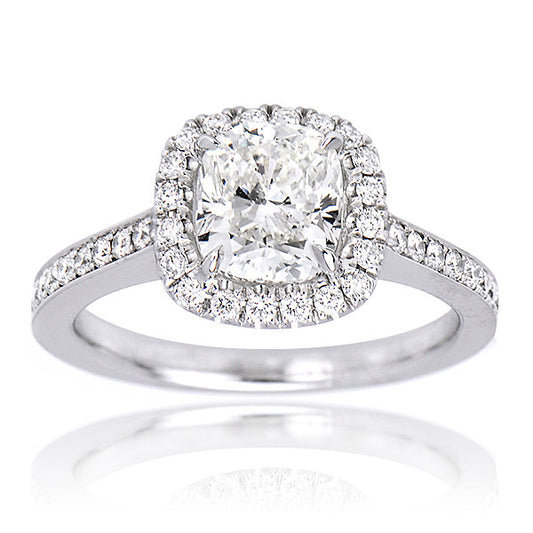 "ENGR01898" Cushion Cut Diamond Halo Engagement Ring