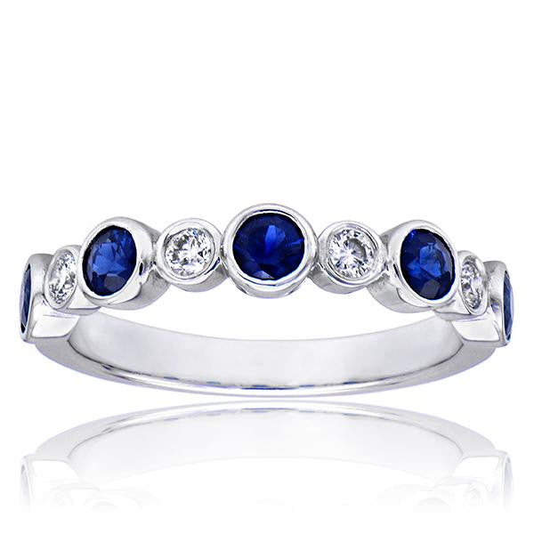 "DBAND01507" Blue Sapphire And Diamond Band
