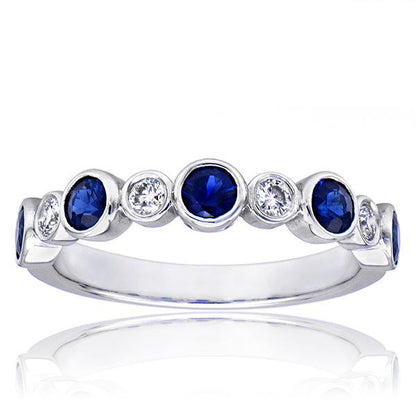 "DBAND01507" Blue Sapphire And Diamond Band