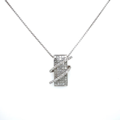 2.20 Carat Square Diamond and 18K White Gold Pendant on 16" Chain