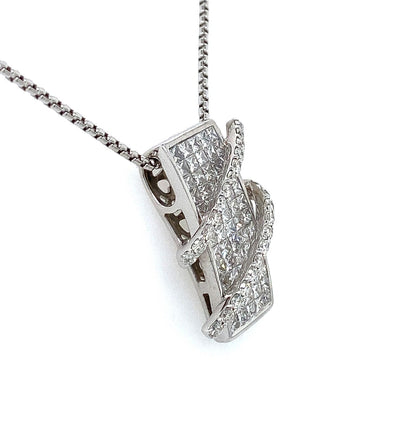 2.20 Carat Square Diamond and 18K White Gold Pendant on 16" Chain