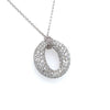 3.21 Carat Round Diamond Pave in 18K White Gold O Shaped Pendant on 16
