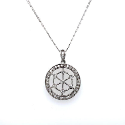 Unique 0.60 Carat Round Diamond Circle Pendant in 14K White Gold on 16" Chain