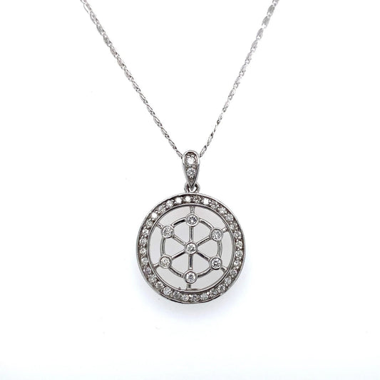 Unique 0.60 Carat Round Diamond Circle Pendant in 14K White Gold on 16" Chain