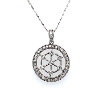 Unique 0.60 Carat Round Diamond Circle Pendant in 14K White Gold on 16" Chain