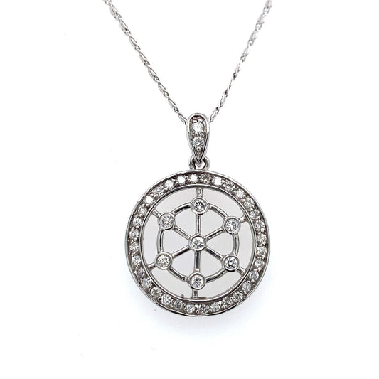 Unique 0.60 Carat Round Diamond Circle Pendant in 14K White Gold on 16" Chain