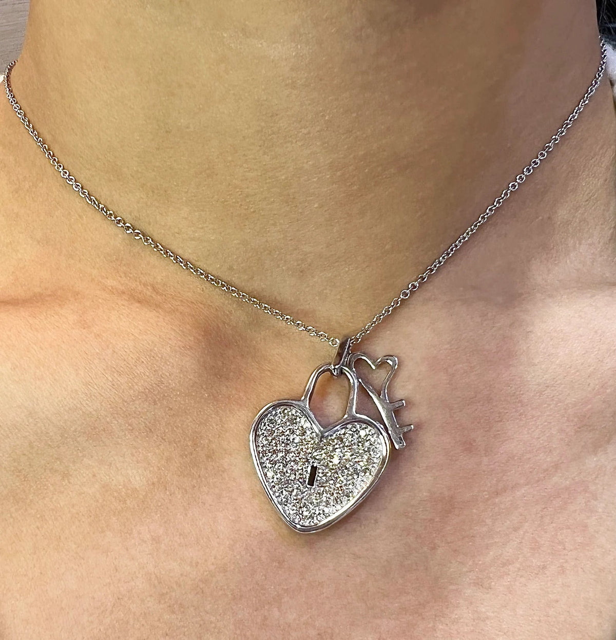 1.23 Carat Heart-Shaped Diamond Pendant in 18K White Gold Chain