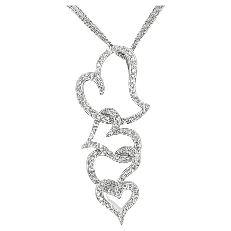 0.55 Carat Round Pave-Set Heart Trail Pendant Necklace