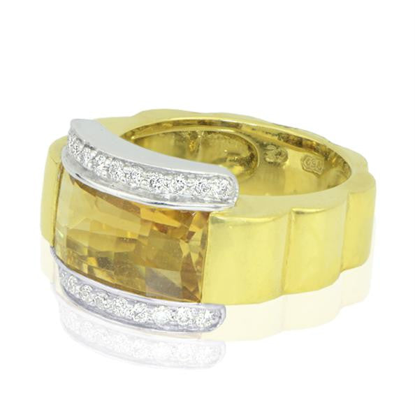 "LADRG01301" Two Toned Yellow Citrine Ladies Fashion Ring