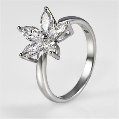 "LADRG01468" Flower Diamond Ring in 18K Gold in 18K White Gold 1.00 ct. tw.