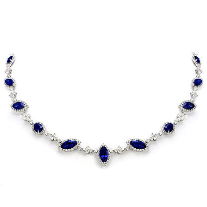 "NECK01061" Sapphire And Diamond Necklace In 18k White Gold