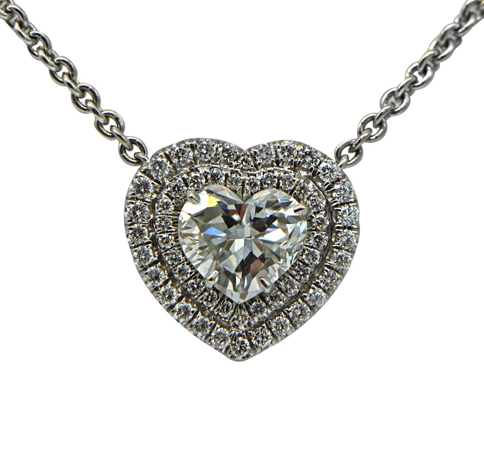 "PEND01202" Double Halo Heart Shaped Diamond Pendant