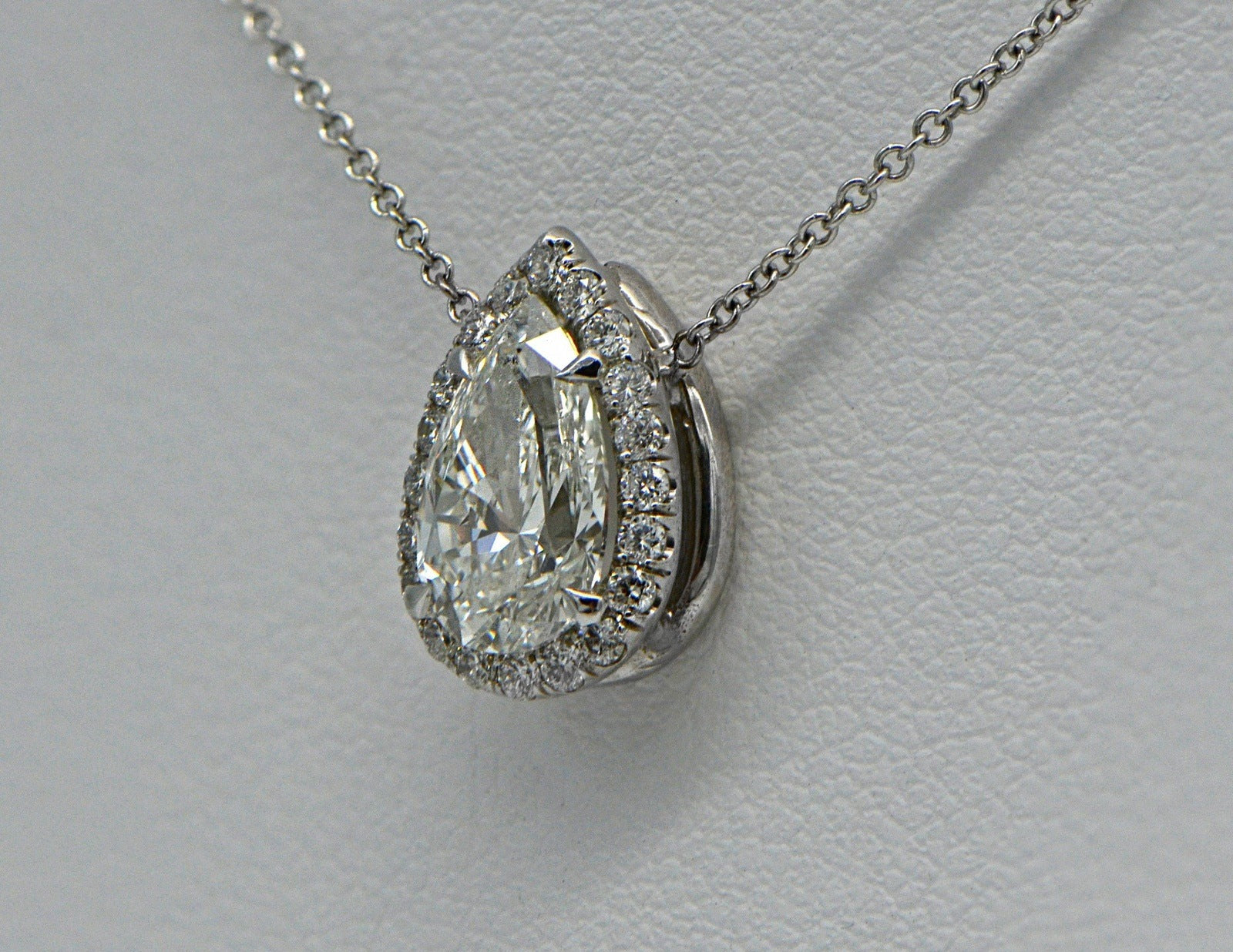 "PEND01655" Halo Teardrop Pear Shaped Diamond Pendant