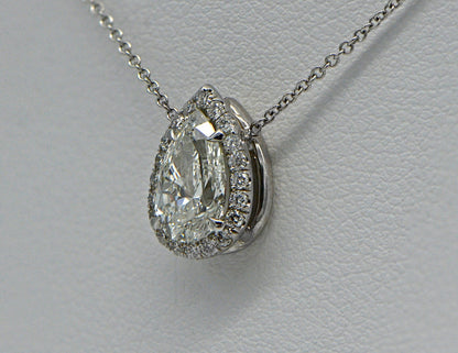 "PEND01655" Halo Teardrop Pear Shaped Diamond Pendant