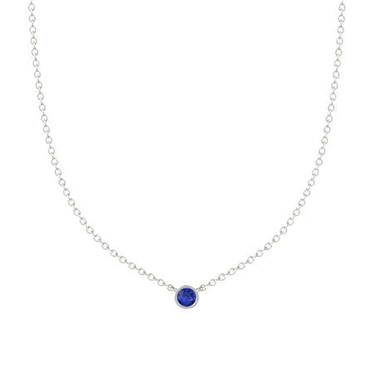 "PEND01691" Single Sapphire Necklace 18K White Gold PEND01691