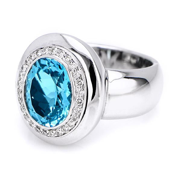 "LADRG01121" Blue Topaz Cocktail RingIn 14k White Gold