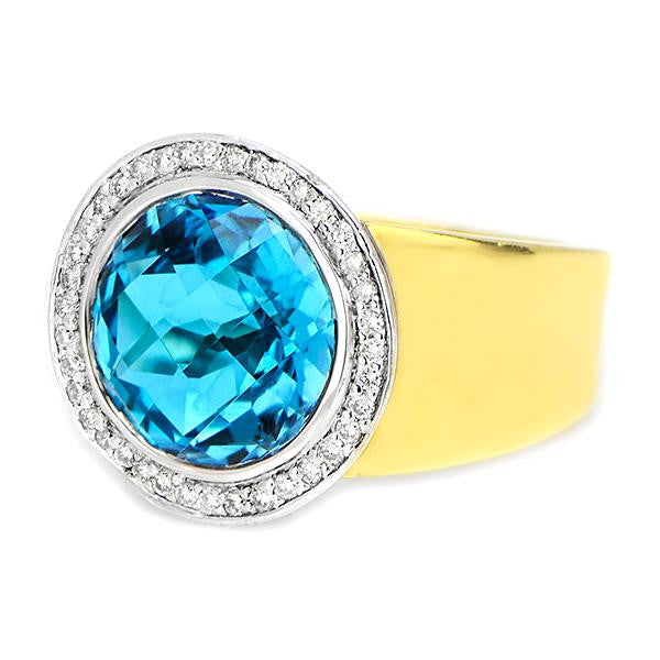 "LADRG01299" Cocktail Ring With Blue Topaz In Yellow Gold