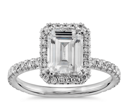 "ENGR02036" Halo Emerald Cut Engagement Ring Setting For An Emerald Cut Diamond Or Gem