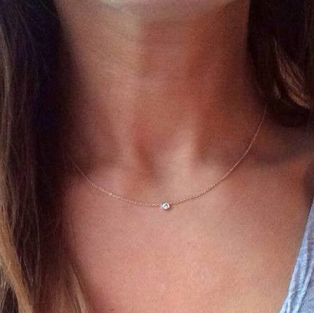 "NECK01119" Single Diamond Necklace in 18K Yellow Gold